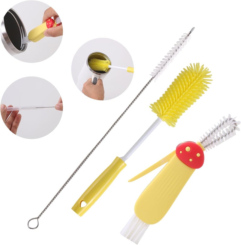 Engorgio 3 Pack Cleaner Brush Kit for Stanley, Bottle Cleaner Brush Set with Straw Brush Cleaner and Cup Lid Cleaning Brush for Stanley Cup, Tumbler Cups, Drinking Glass (Yellow) - Image 1